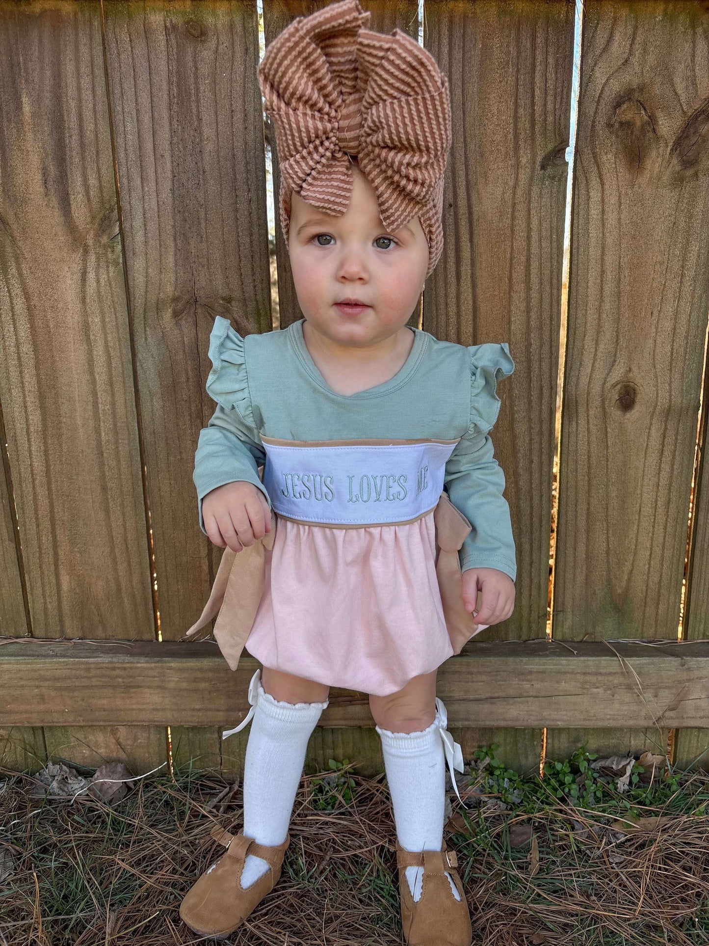 Jesus Loves Me Smocked Bubble Romper