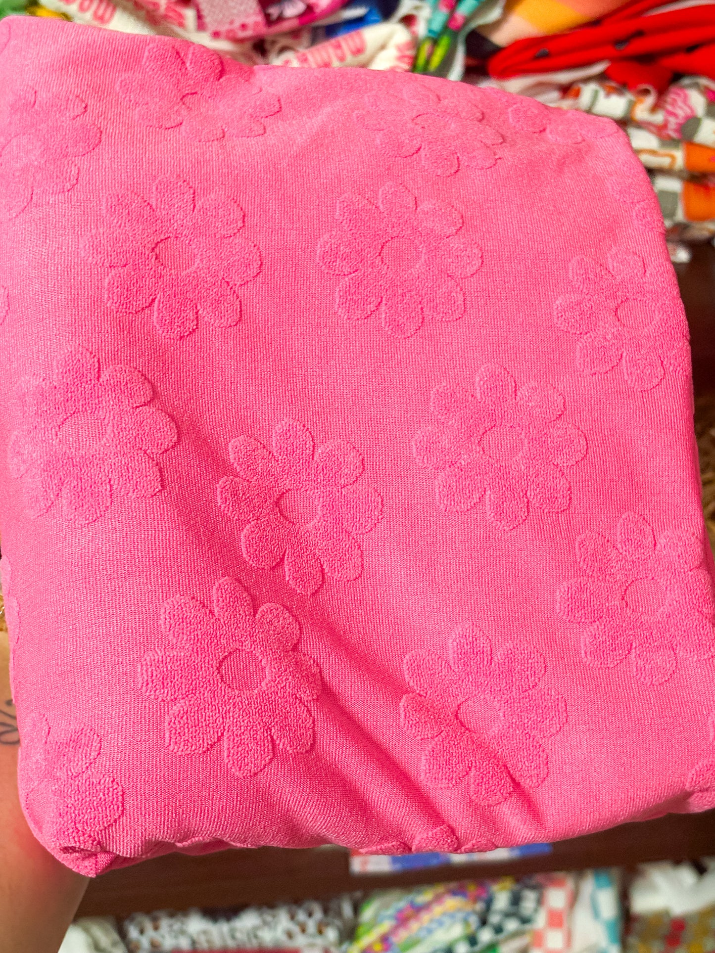 Pink floral towel