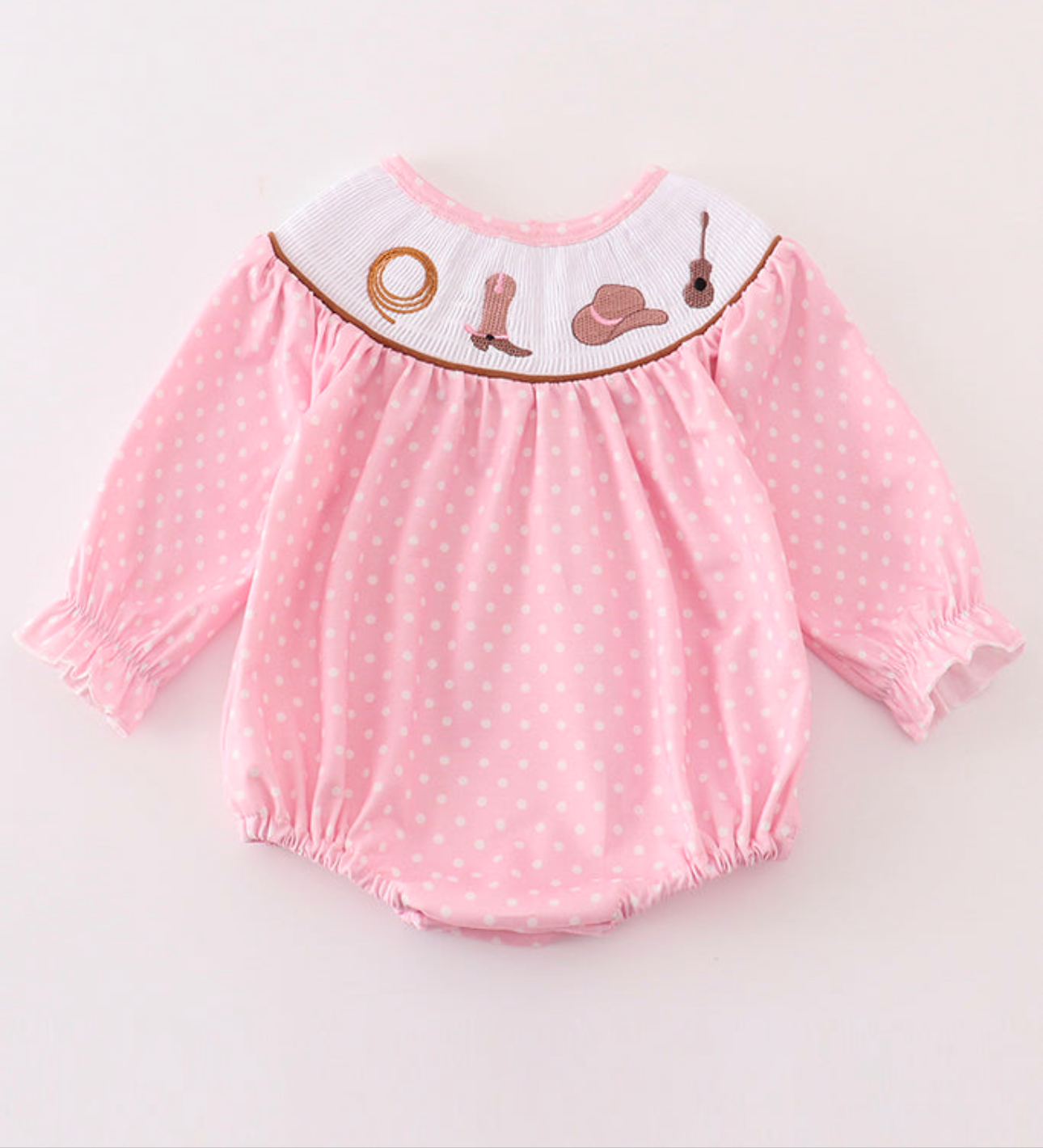 Pink Cowgirl Smocked Bubble Romper