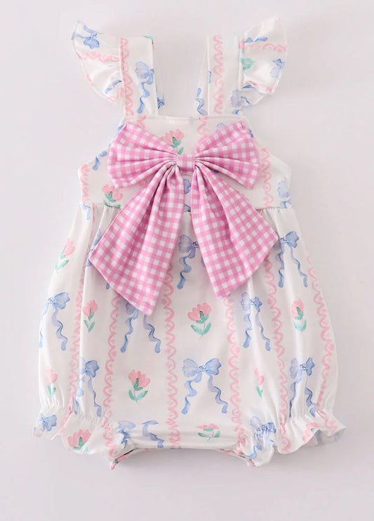Floral Bow Bubble Romper