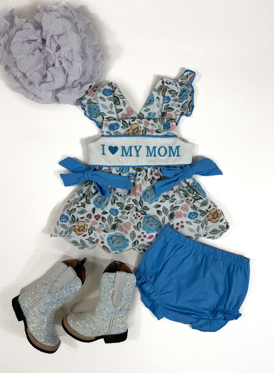 I Love My Mom Smocked Girls Set