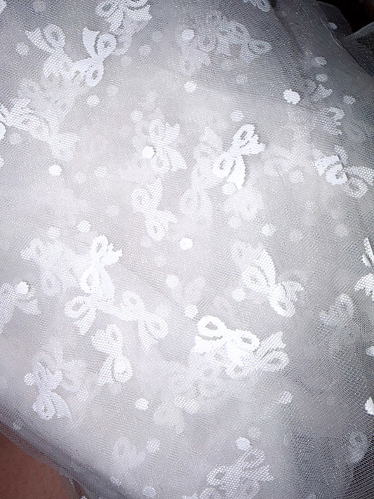 White mesh bows