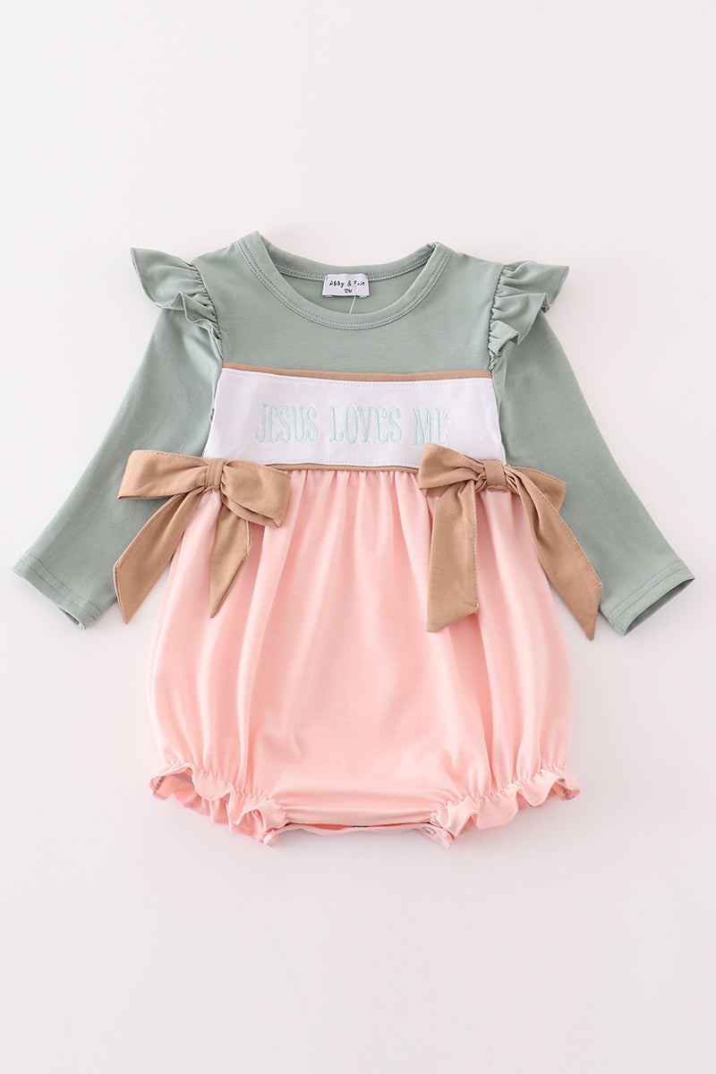 Jesus Loves Me Smocked Bubble Romper