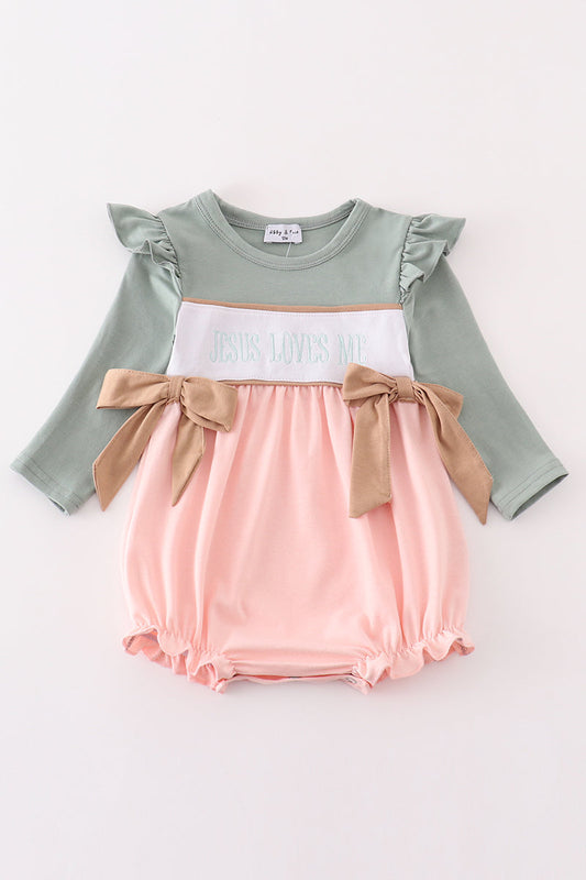 Jesus Loves Me Smocked Bubble Romper