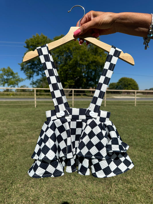 Checkered Suspender Skirt
