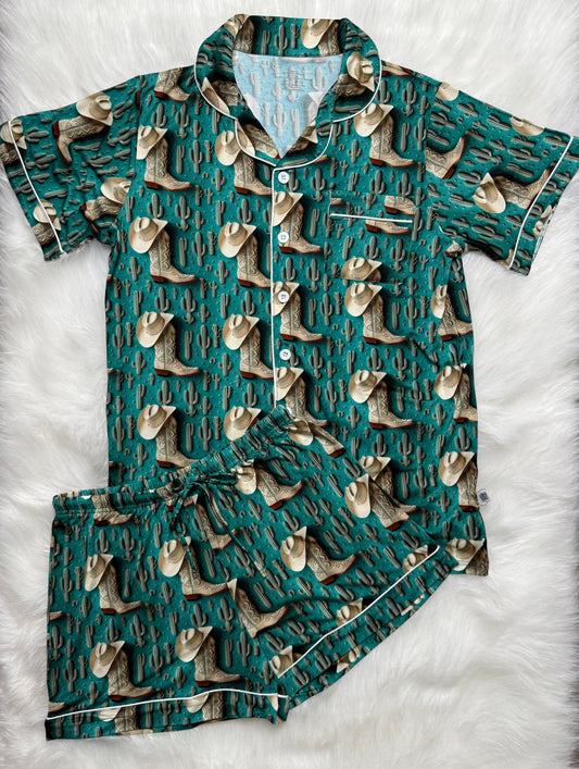 Western Womens Bamboo Button Up PJ Set