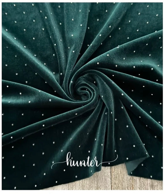 Green rhinestones velvet