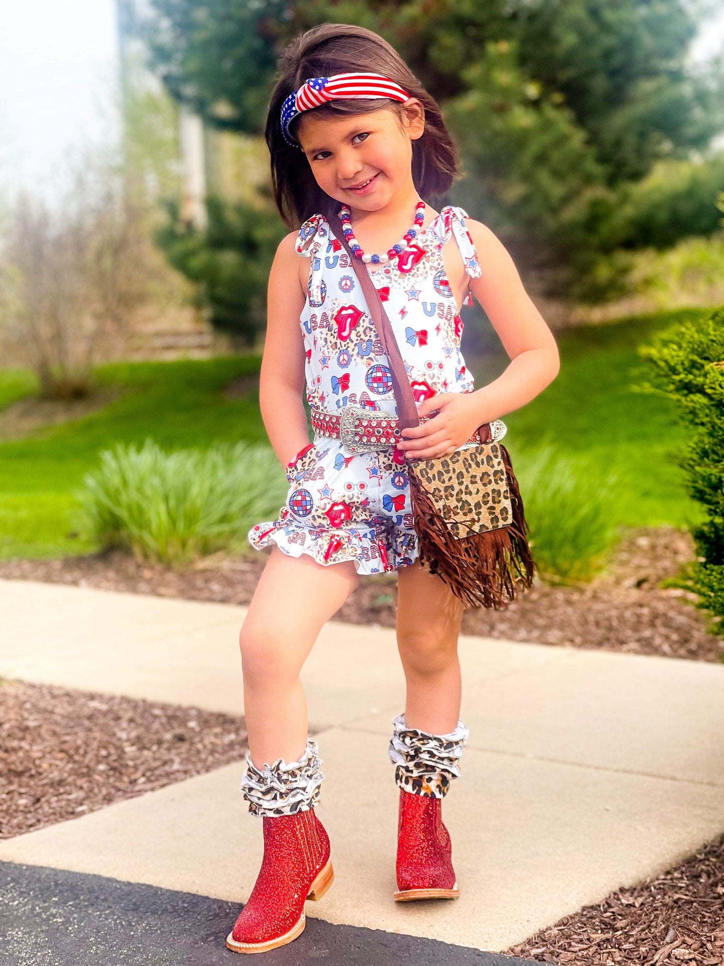 Cheetah USA Tie Romper (FINAL SALE)