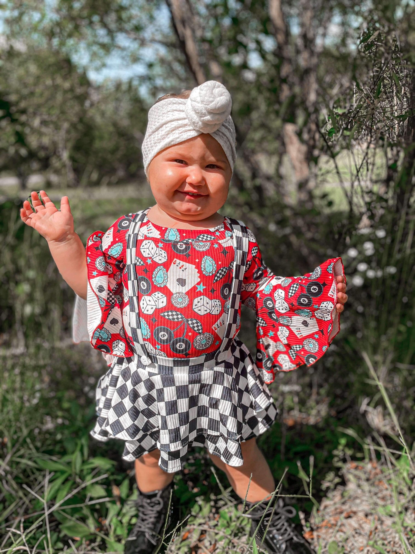 Checkered Suspender Skirt