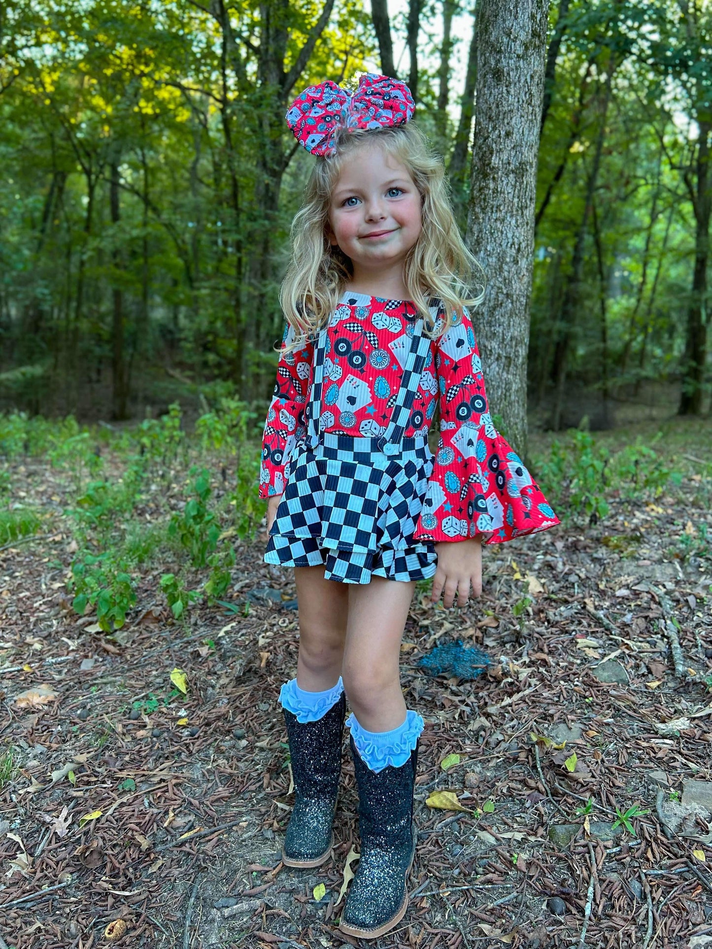 Checkered Suspender Skirt