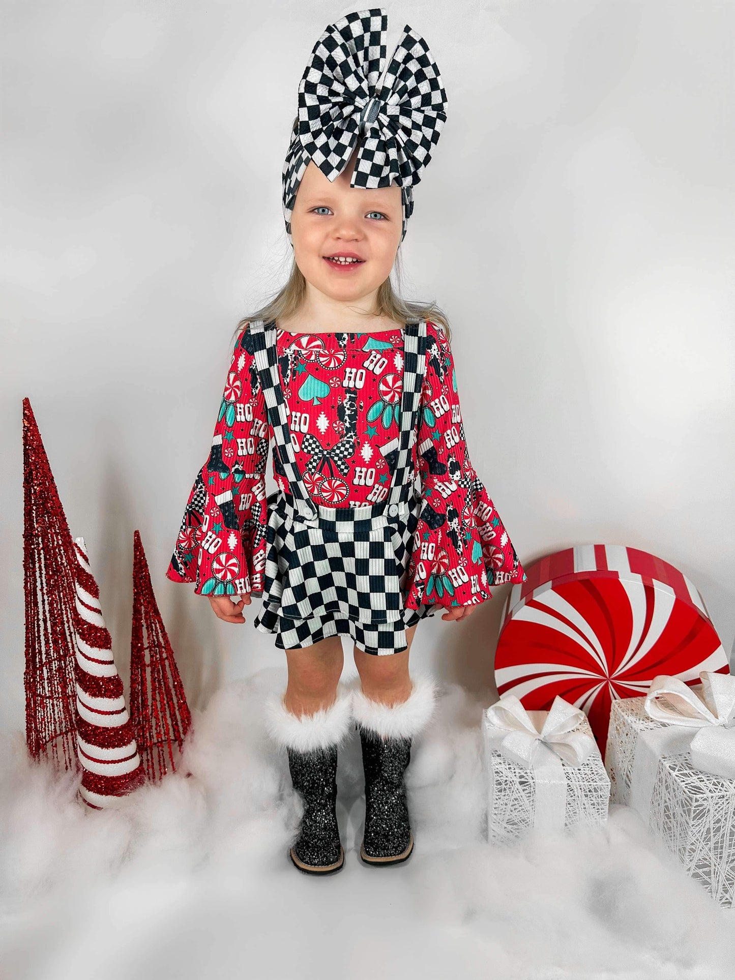 Checkered Suspender Skirt