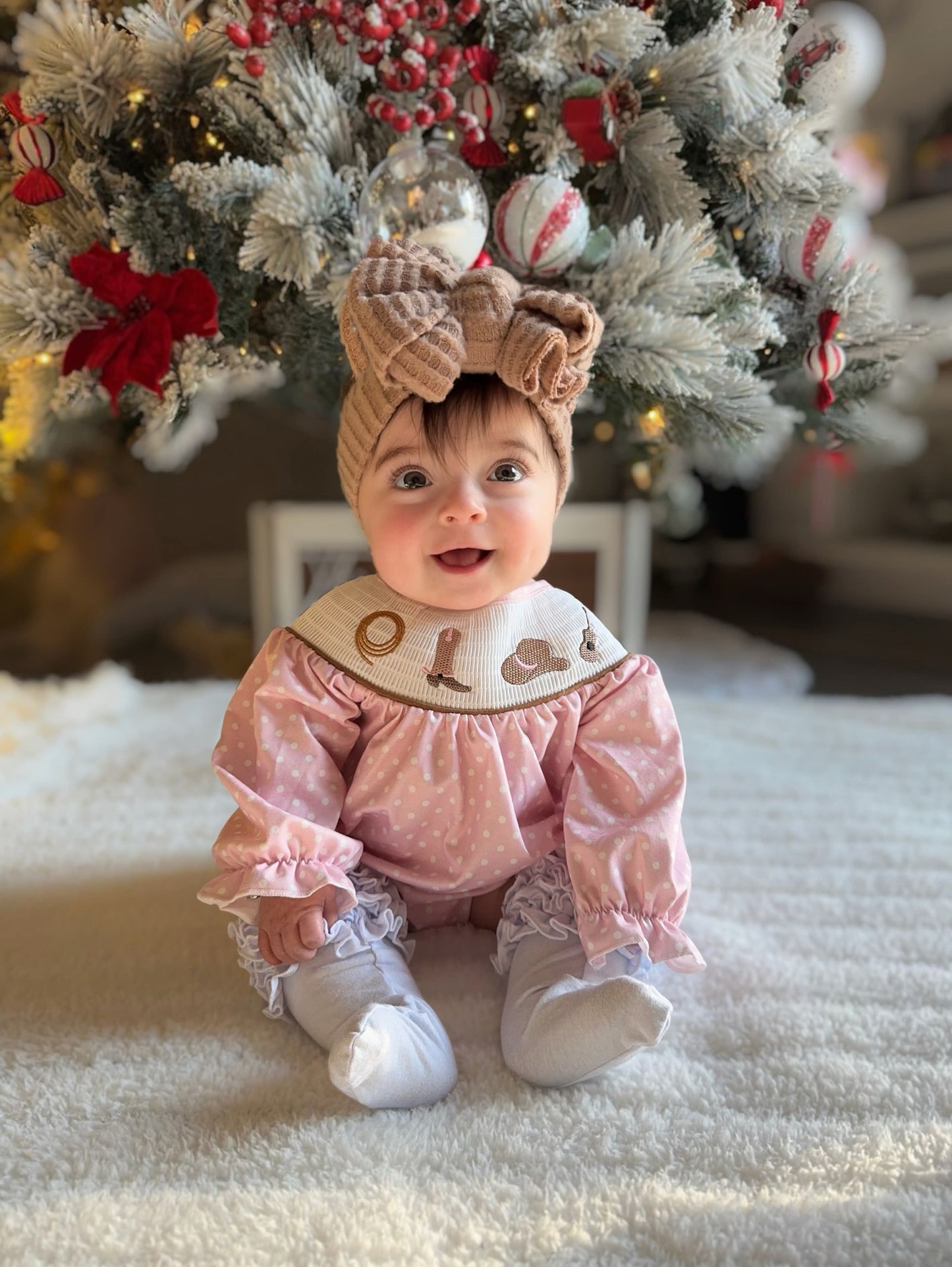 Pink Cowgirl Smocked Bubble Romper